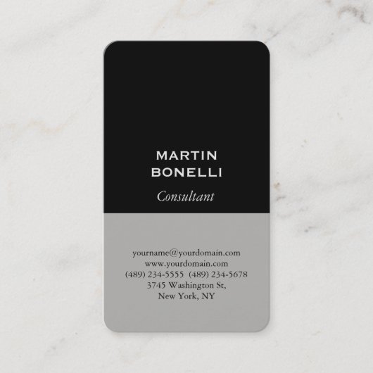 Black Grey Professional Modern Elegant Minimalist Visitekaartje (Voorkant)