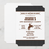 Black Grey Pset Cowboy Rodeo Birthday Uitnodiging (Voorkant / Achterkant)