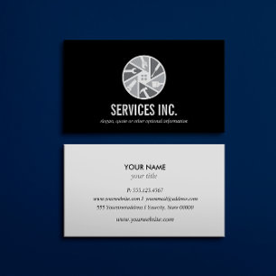 Black Grey Repairing Services logo professional Visitekaartje