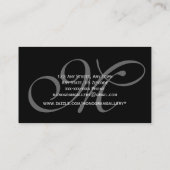 Black Grey Script Monogram Weddenschap Business Visitekaartje (Achterkant)