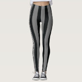 Black Grey Stripes Comfy Cozy Sportkleding Workout Leggings (Voorkant)