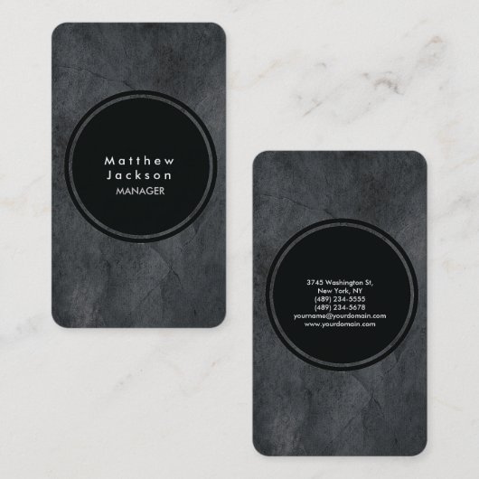 Black Grey Texture Modern Plain Professional Visitekaartje (Voorkant / Achterkant)