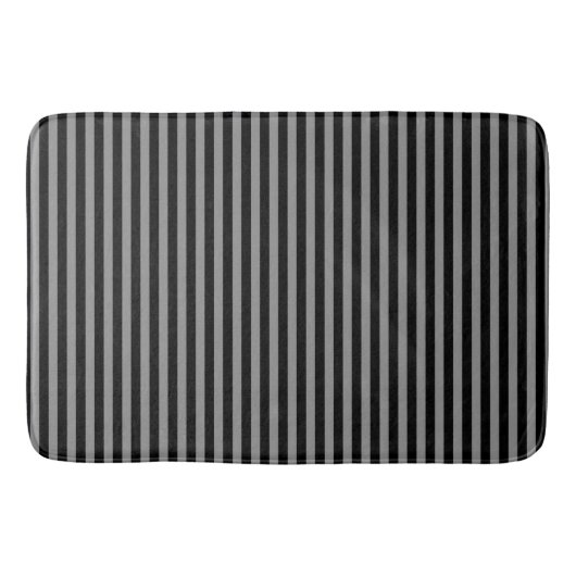 Black Grey Vertical Stripes Striped Pattern Chic Badmat (Voorkant)