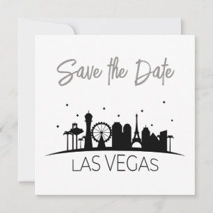 Black Grey White Las Vegas Wedding Save the Date Kaart