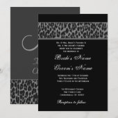 Black Grey White Leopard Wedding Invitation Kaart (Voorkant / Achterkant)