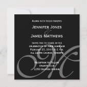 Black Grey White Monogram Names Wedding Invitation Kaart (Achterkant)