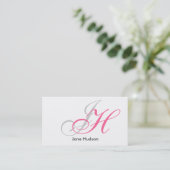 Black Grey White Monogram Simple Visitekaartje (Staand voorkant)