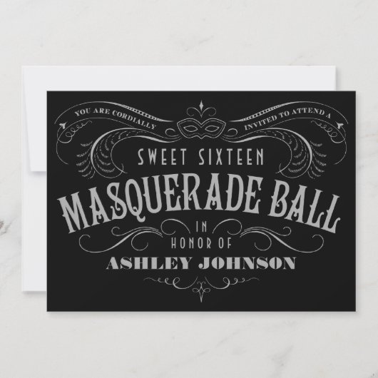 Black, Grey & White Sweet Invitation Masquerade 16 (Devant)
