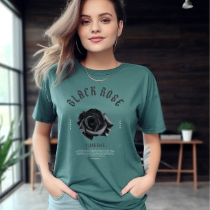 Black Grey White Typography Black Rozen T-Shirt