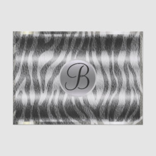Black Grey Zebra Print Monogram Letter Initiaal Tissuepapier
