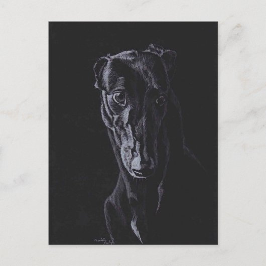 Black Greyhound Dog Art Briefkaart (Voorkant)