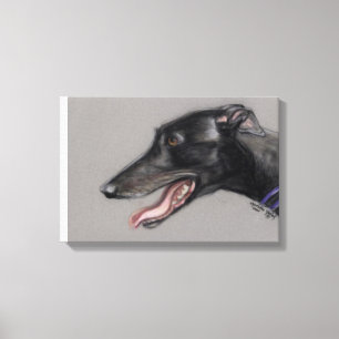 Black Greyhound Dog Art Canvas afdrukken