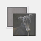 Black Greyhound Dog Art Magnet (Recto/Verso)