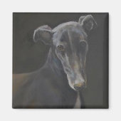 Black Greyhound Dog Art Magnet (Devant)