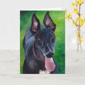 Black Greyhound Dog Art Wenskaart Kaart (Gele Bloem)
