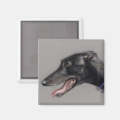 Black Greyhound Original Chien Art Magnet (Recto/Verso)