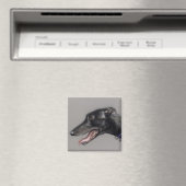 Black Greyhound Original Chien Art Magnet (In Situ (Lave-vaisselle))