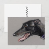 Black Greyhound Original Dog Art Briefkaart (Voorkant / Achterkant)