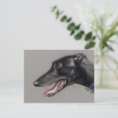Black Greyhound Original Dog Art Briefkaart (Staand voorkant)