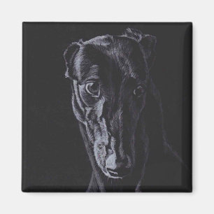 Black Greyhound Silhouette Dog Art Magnet Magneet