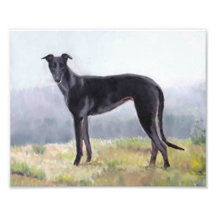 Black Greyhound Standing Dog Photo Print Foto Afdruk