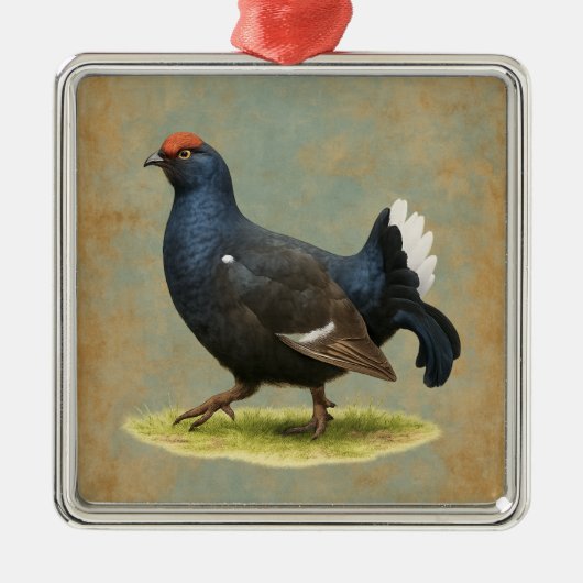 Black Grouse design Christmas tree decoration Metalen Ornament (Voorkant)