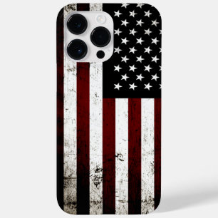 Black Grunge American Flag Case-Mate iPhone 14 Pro Max Hoesje