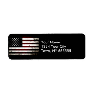 Black Grunge American Flag Etiket