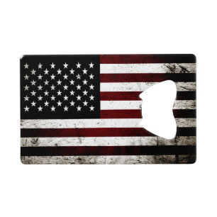 Black Grunge American Flag Kredietkaart Flessenopener