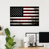 Black Grunge American Flag Poster (Thuiskantoor)