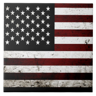 Black Grunge American Flag Tegeltje
