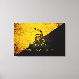 Black Grunge Anarcho Gadsden Flag Canvas Afdruk