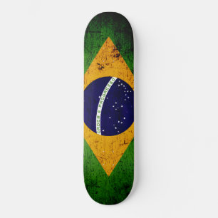 Black Grunge Braziliaanse vlag Skateboard