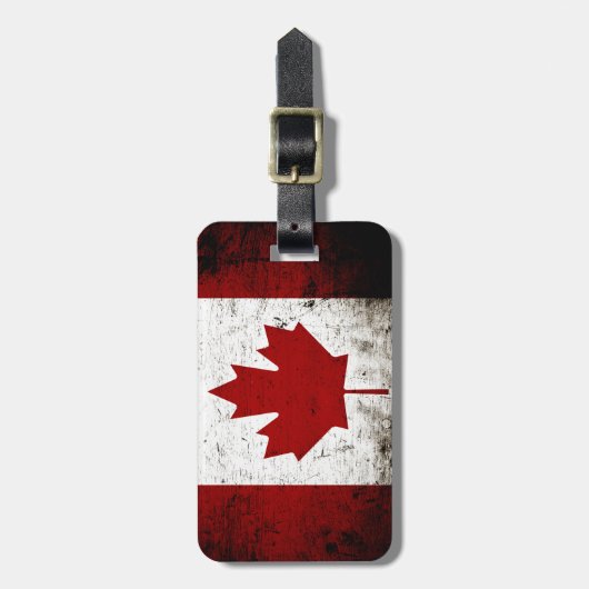 Black Grunge Canada Flag Bagagelabel (Voorkant verticaal)