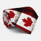 Black Grunge Canada Flag Stropdas (Opgerold)