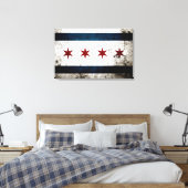 Black Grunge Chicago Flag Canvas Afdruk (Insitu (Slaapkamer))