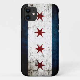 Black Grunge Chicago Flag iPhone 11 Hoesje