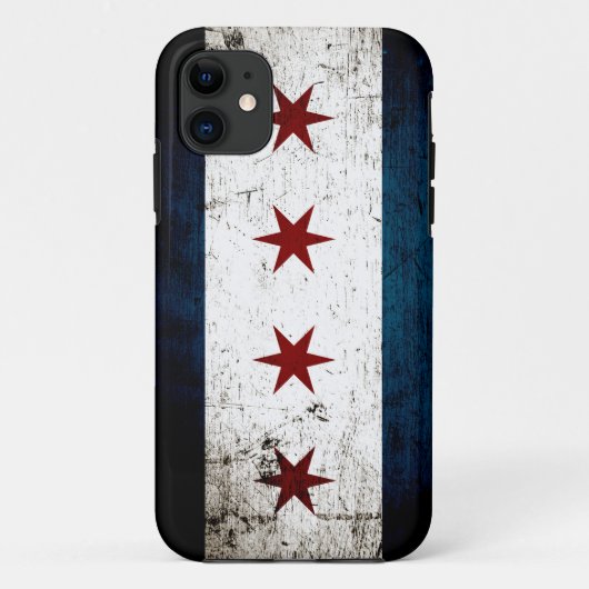 Black Grunge Chicago Flag Case-Mate iPhone Case (Achterkant)
