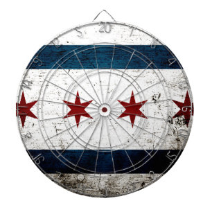 Black Grunge Chicago Flag Dartbord