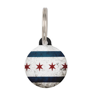 Black Grunge Chicago Flag Huisdierpenning
