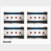 Black Grunge Chicago Flag Rechthoekige Sticker (Vel)