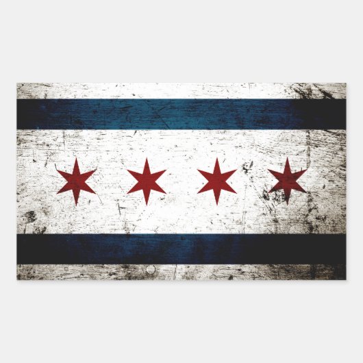 Black Grunge Chicago Flag Rechthoekige Sticker (Voorkant)