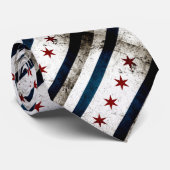 Black Grunge Chicago Flag Stropdas (Opgerold)
