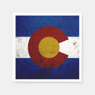 Black Grunge Colorado State Flag Servetten