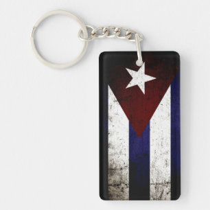 Black Grunge Cuba Flag Sleutelhanger