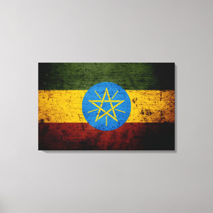Black Grunge Ethiopia Flag Canvas Afdruk