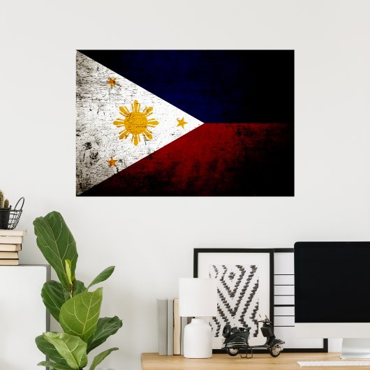 Black Grunge Filippijnse vlag Poster (Thuiskantoor)