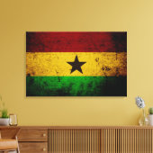 Black Grunge Ghana Flag Canvas Afdruk (Insitu (Woonkamer))