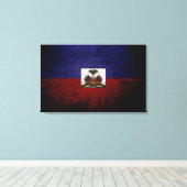 Black Grunge Haiti Flag Canvas Afdruk (Insitu (Houten vloer))