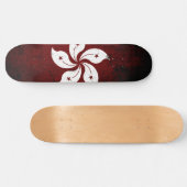 Black Grunge Hong Kong Flag Skateboard (Horizontaal)